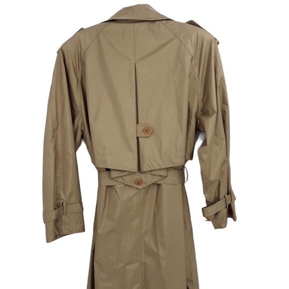 Vtg 80's Maggie Lawrence Coat Trench Longline Belted Waist Gold Sz 12 - Picture 6 of 11